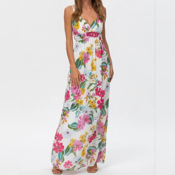 Pietro Brunelli MURANO Maxi Dress from Italy, Botanical Eden Print, MED, NWOT - Picture 1 of 13